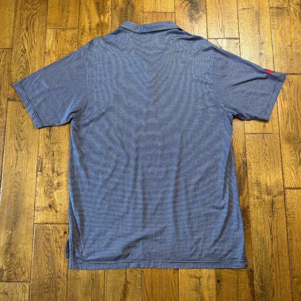 Peter Millar Scotty Cameron Circle T Golf Polo Shirt Mens Large Navy Blue Stripe - Picture 5 of 5